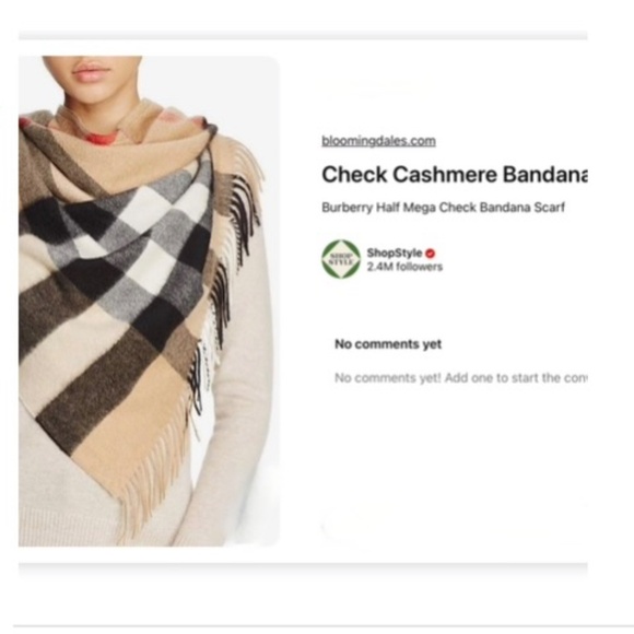 Burberry Cashmere Giant Check Triangle Bandana Scarf / Wrap - Picture 10 of 16